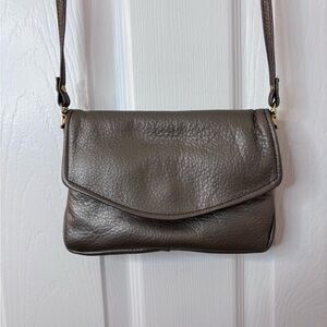 Textured Leather Crossbody Bag in a goldish/brown color - Sleek Everyday Style